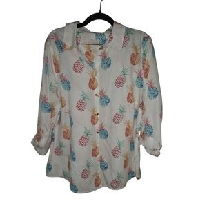 Chico's  Size 3  Women's Pineapple Print Button Up Blouse
